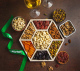 Holiday Nuts & Dried Fruit Assortment In Wooden Hexagon Gift Tray