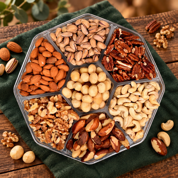 Almonds, Brazil Nuts, Cashews, Macadamia, Pecans, Pistachio, & Walnuts Gift Tray