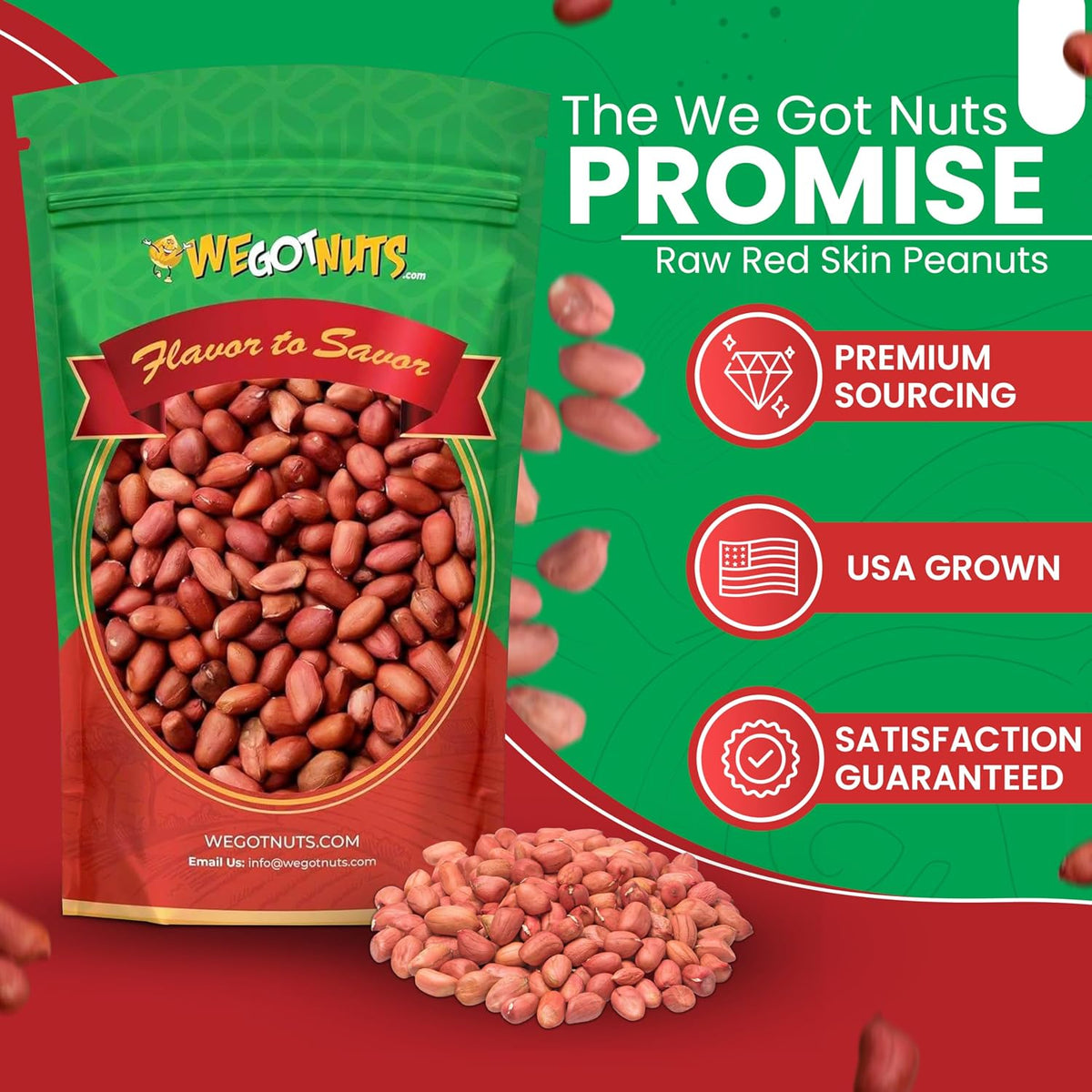 Raw Redskin Peanuts — Natural Peanut Snack with Skin On, Healthy baking, Premium Shelled Peanuts
