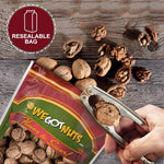 Raw California Walnuts In Shell – Premium Quality Whole & Unsalted Walnuts By We Got Nuts – Natural Healthy Snack For The Whole Family – Oil Free & Diet-Friendly Flavor – Air-Tight Resealable Bag Package.