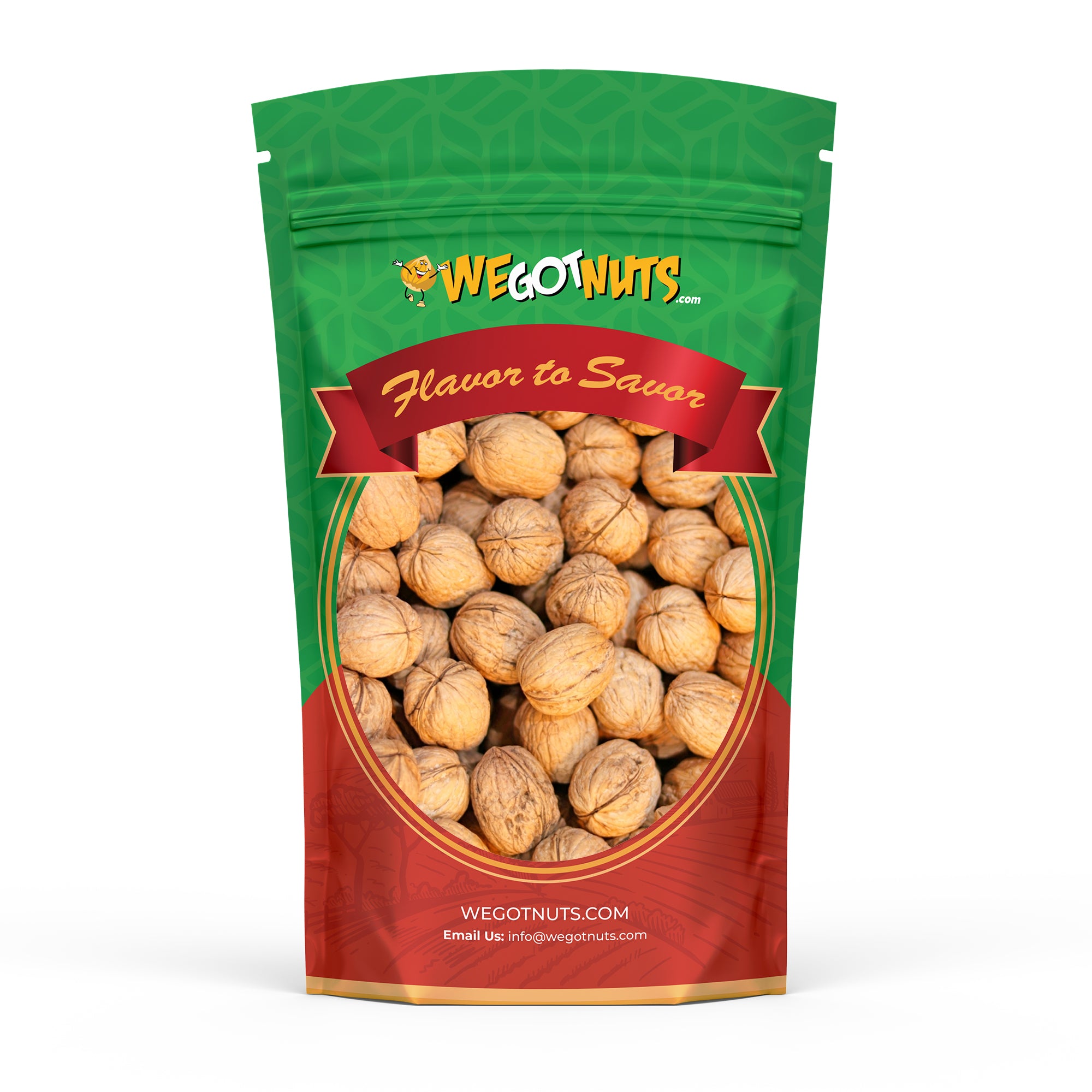 Raw California Walnuts In Shell – Premium Quality Whole & Unsalted Walnuts By We Got Nuts – Natural Healthy Snack For The Whole Family – Oil Free & Diet-Friendly Flavor – Air-Tight Resealable Bag Package.
