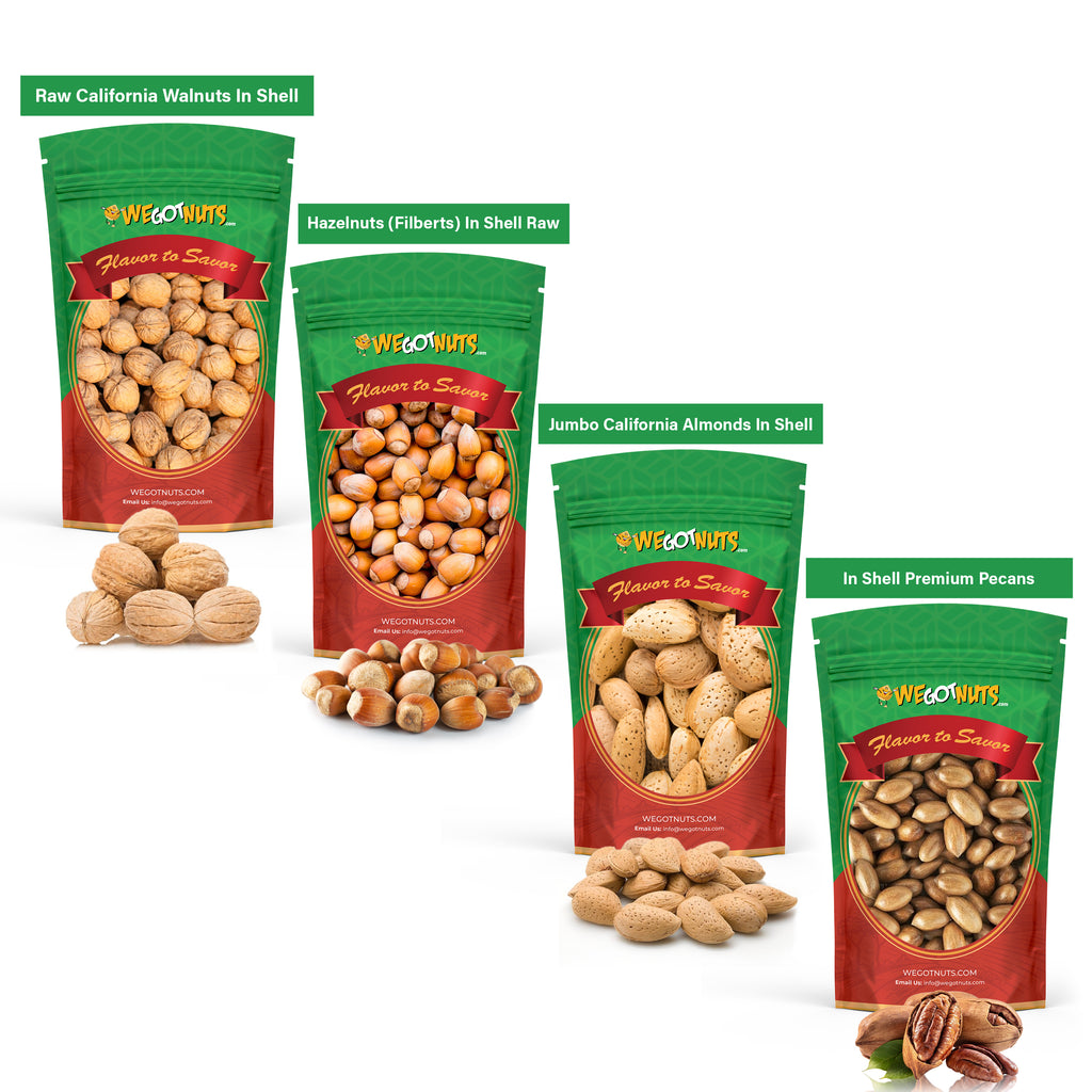 Walnuts in shell - filberts in shell -almonds in shell - pecans in shell 4 pounds