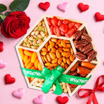 Sensational Nuts & Dried Fruit Assortment In Wooden Hexagon Gift Tray