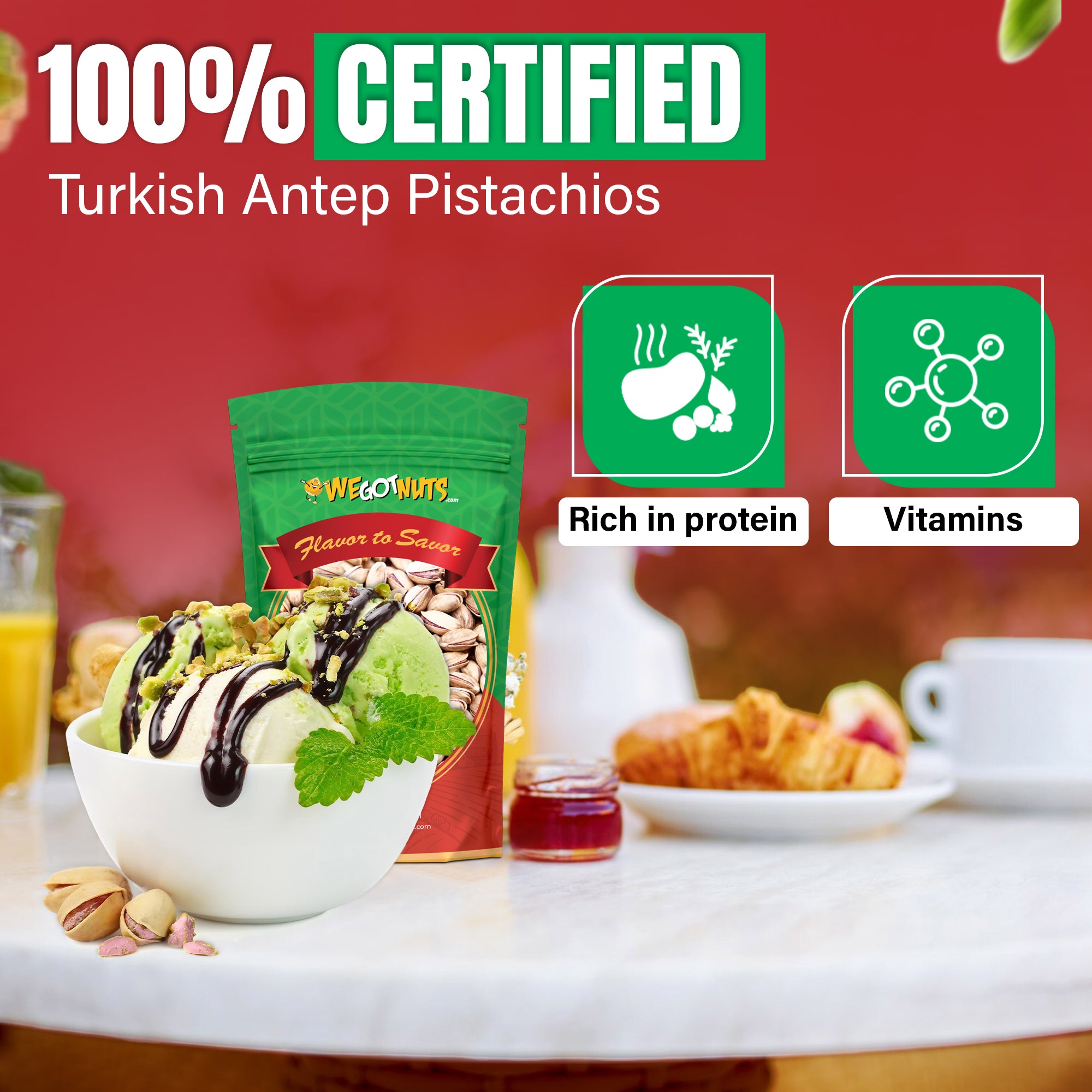Roasted Salted Antep Turkish Pistachios — Crunchy Savory and Rich Flavor Snack, Air-Tight Resealable bag, Crispy freshness, Premium Quality Kosher, Natural & Healthy – Whole & Salted