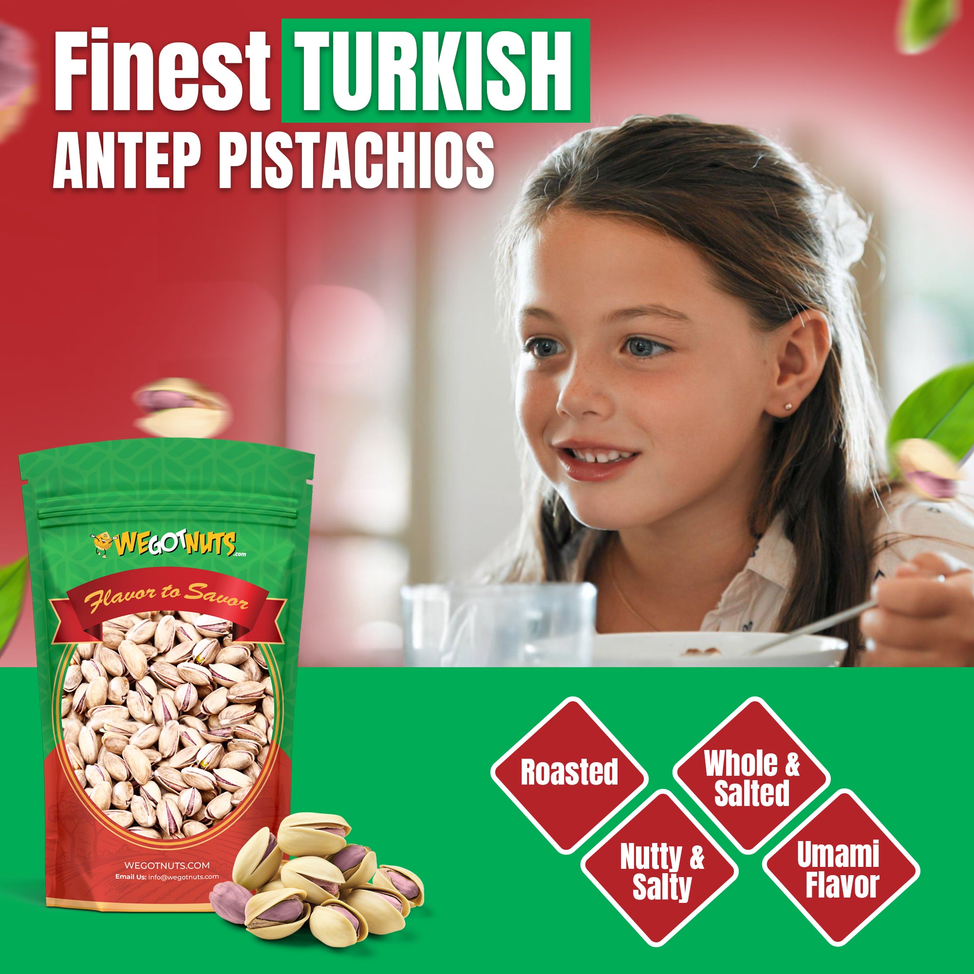 Roasted Salted Antep Turkish Pistachios — Crunchy Savory and Rich Flavor Snack, Air-Tight Resealable bag, Crispy freshness, Premium Quality Kosher, Natural & Healthy – Whole & Salted