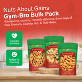Nuts About Gains: Gym-Bro Bulk Pack - Raw almonds, Cashews, Trail mixes