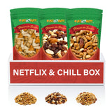 Netflix & Chill Box: Oriental rice cracker mix, Sweet & Salty mix, and Pistachio Berry Blend