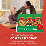 Netflix & Chill Box: Oriental rice cracker mix, Sweet & Salty mix, and Pistachio Berry Blend