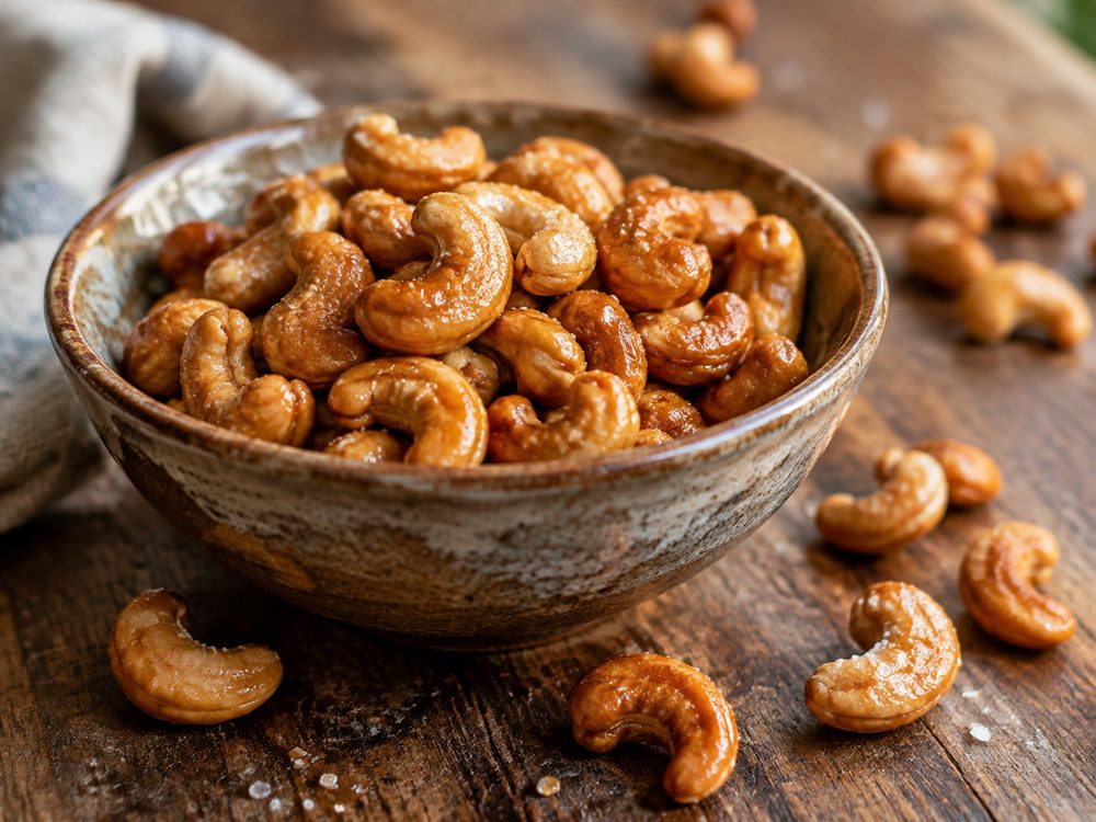 Sample photo of the finished dish: Cardamom Honey-Maple Cashews
