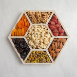Holiday Nuts & Dried Fruit Assortment In Wooden Hexagon Gift Tray