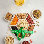 Holiday Nuts & Dried Fruit Assortment In Wooden Hexagon Gift Tray