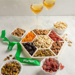 Holiday Nuts & Dried Fruit Assortment In Wooden Hexagon Gift Tray