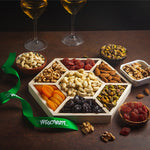 Holiday Nuts & Dried Fruit Assortment In Wooden Hexagon Gift Tray