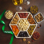 Holiday Nuts & Dried Fruit Assortment In Wooden Hexagon Gift Tray
