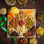 Holiday Nuts & Dried Fruit Assortment In Wooden Diamond Gift Tray