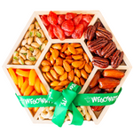 Sensational Nuts & Dried Fruit Assortment In Wooden Hexagon Gift Tray