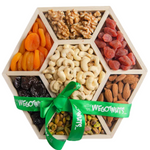 Holiday Nuts & Dried Fruit Assortment In Wooden Hexagon Gift Tray