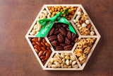 Honey Baked Pecan Heaven & Nut Assortment In Wooden Hexagon Gift Tray